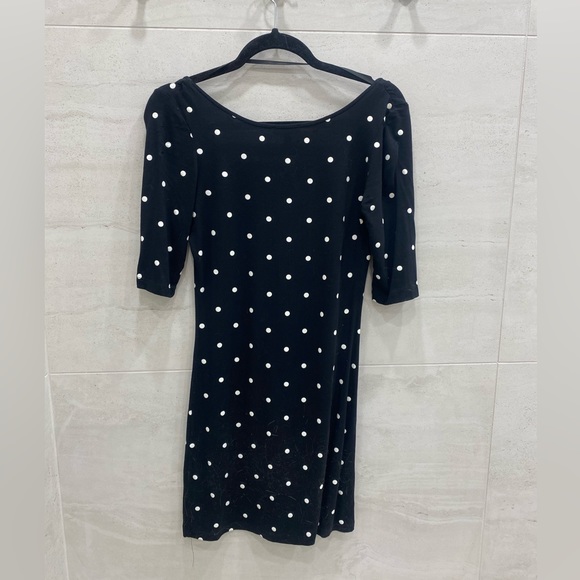 Le Chateau Bodycon Black Polka Dot Short Dress - Picture 2 of 3